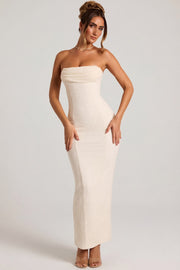 Oh Polly Palermo Robe Maxi Bustier Neige perlée