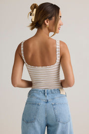 Oh Polly Jolla body rayé rose jaune col carré