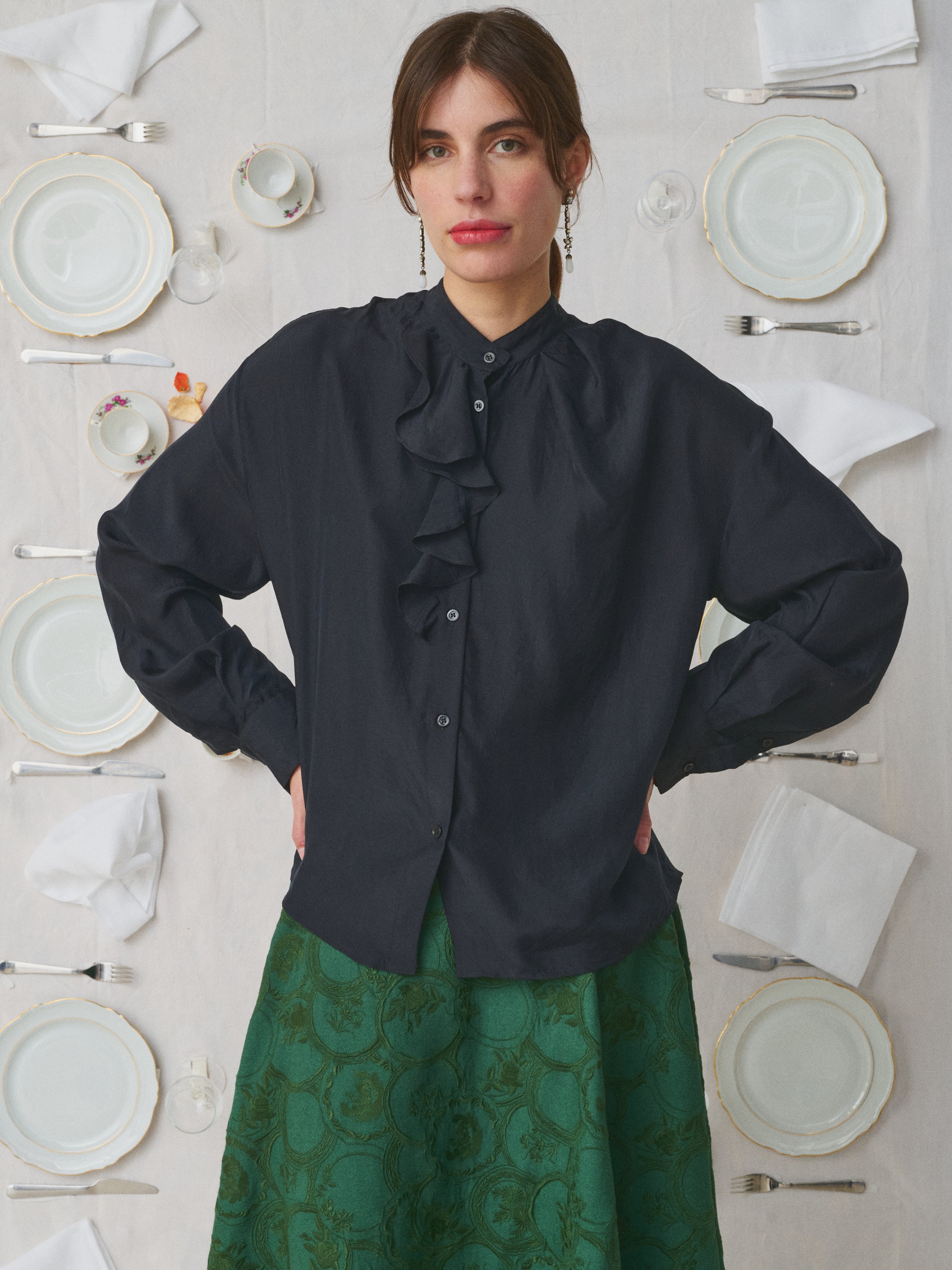 Mii à table Jabo chemise soie femme rose pâle taille S