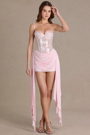 Oh Polly Embellished robe mini corset dentelle blossom sequins