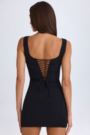 Oh Polly Brittany 9502 mini robe noire corset drapée