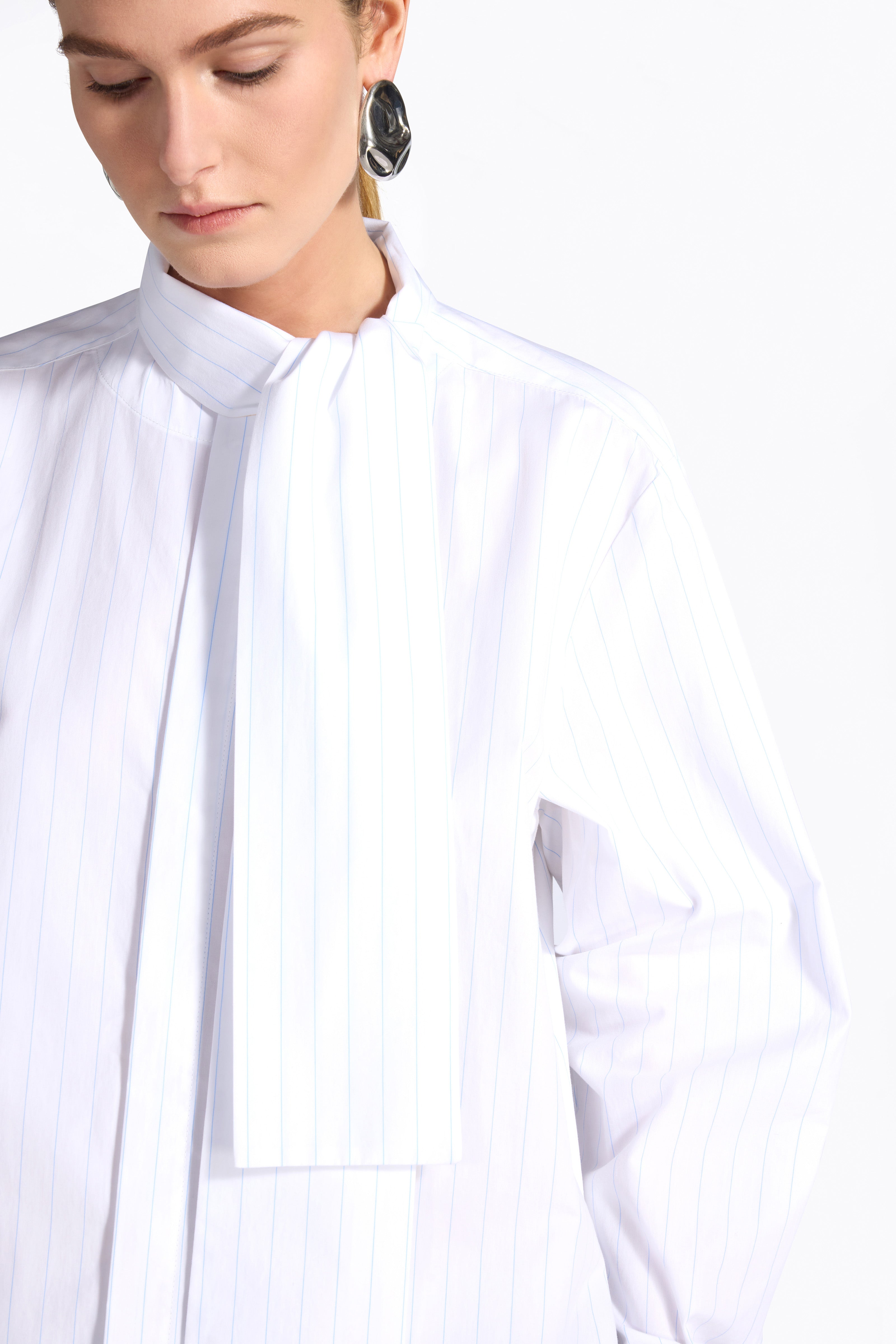 Liviana Conti Lena chemise coton rayée 40 foulard