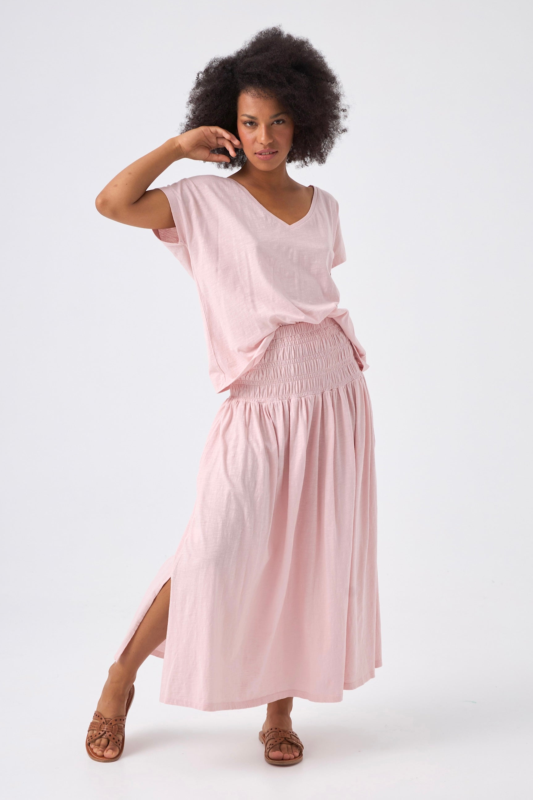 CHICOSOLEIL Roxy tee-shirt rose romance XS-XL col V