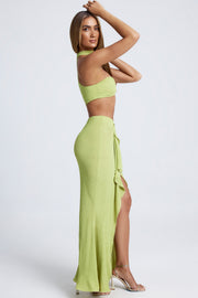 Oh Polly Skirts Ondine jupe longue vert olive volants fente