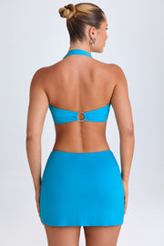 Oh Polly Nazli Mini Jupe Bleu Aqua Taille Mi-Haute