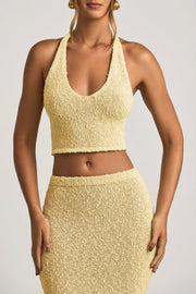 Oh Polly Gianna top crop jaune bouclé col V