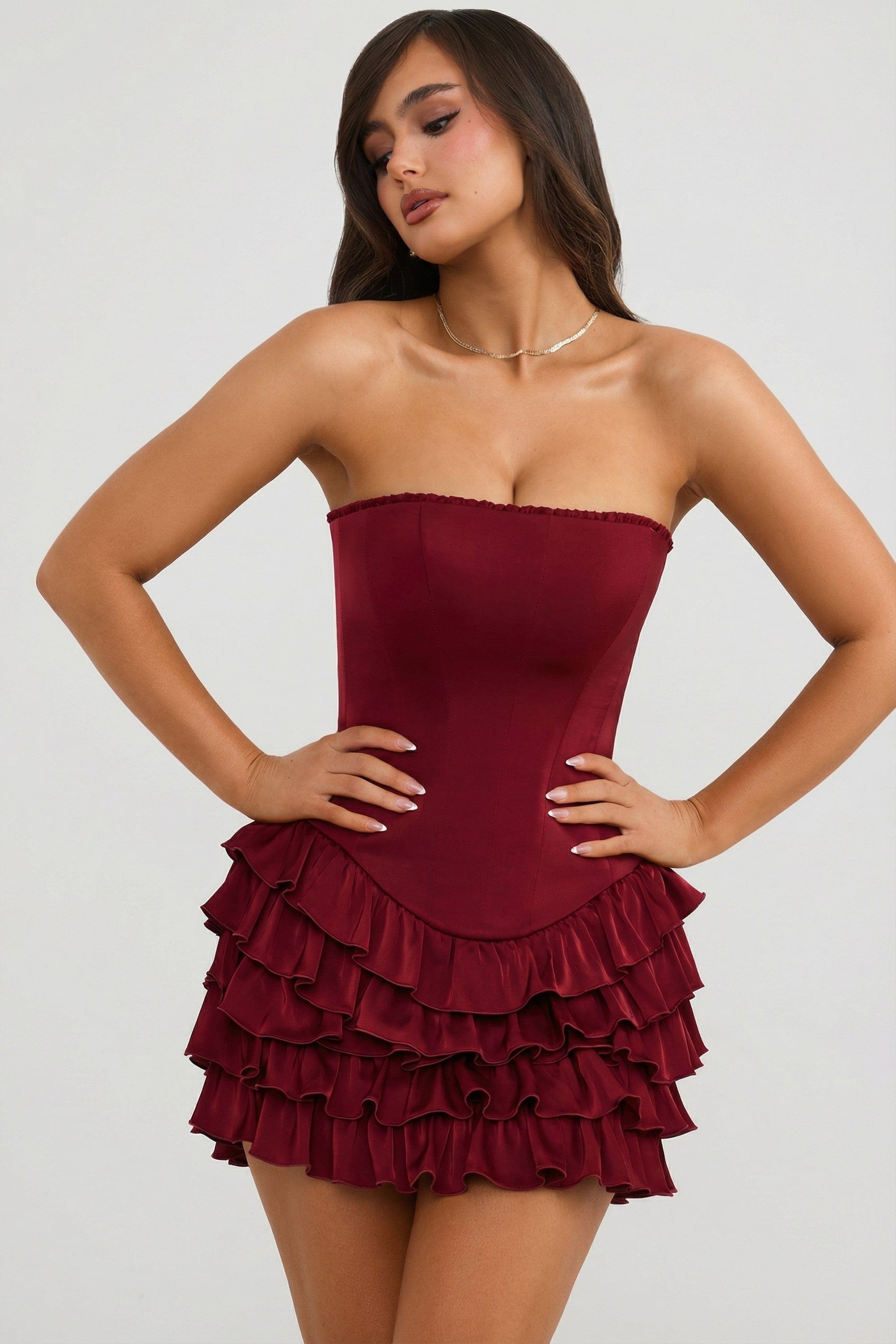 Oh Polly Juliet robe mini rouge corset volants bustier