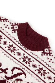 Oh Polly Knitwear Pull Oversize BT2409 Rouge Jacquard Laine