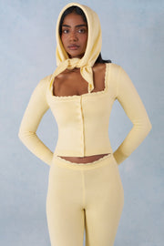 Oh Polly Tahlia cardigan jaune maille col carré boutonné