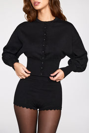 Oh Polly Knitwear 15530 cardigan noir maille fine