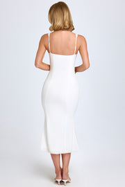 Oh Polly Petula Midaxi Robe Blanche Dentelle Col Carré