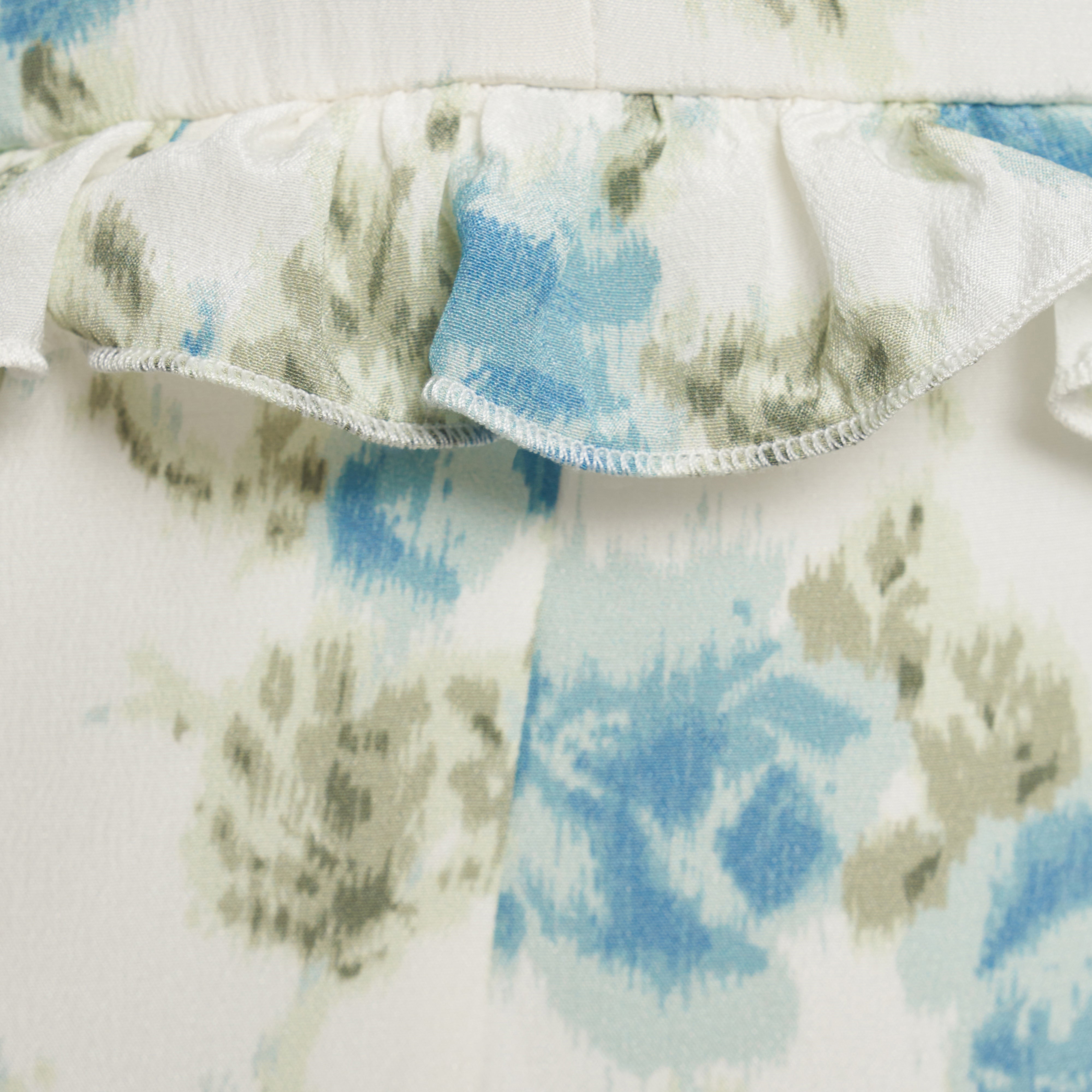 Alessandra Rich Dresses mini robe soie fleurs bleu volants