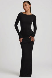 Oh Polly Regine robe longue dos nu noire modal