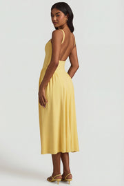 Oh Polly Aireen robe midaxi jaune pastel modal