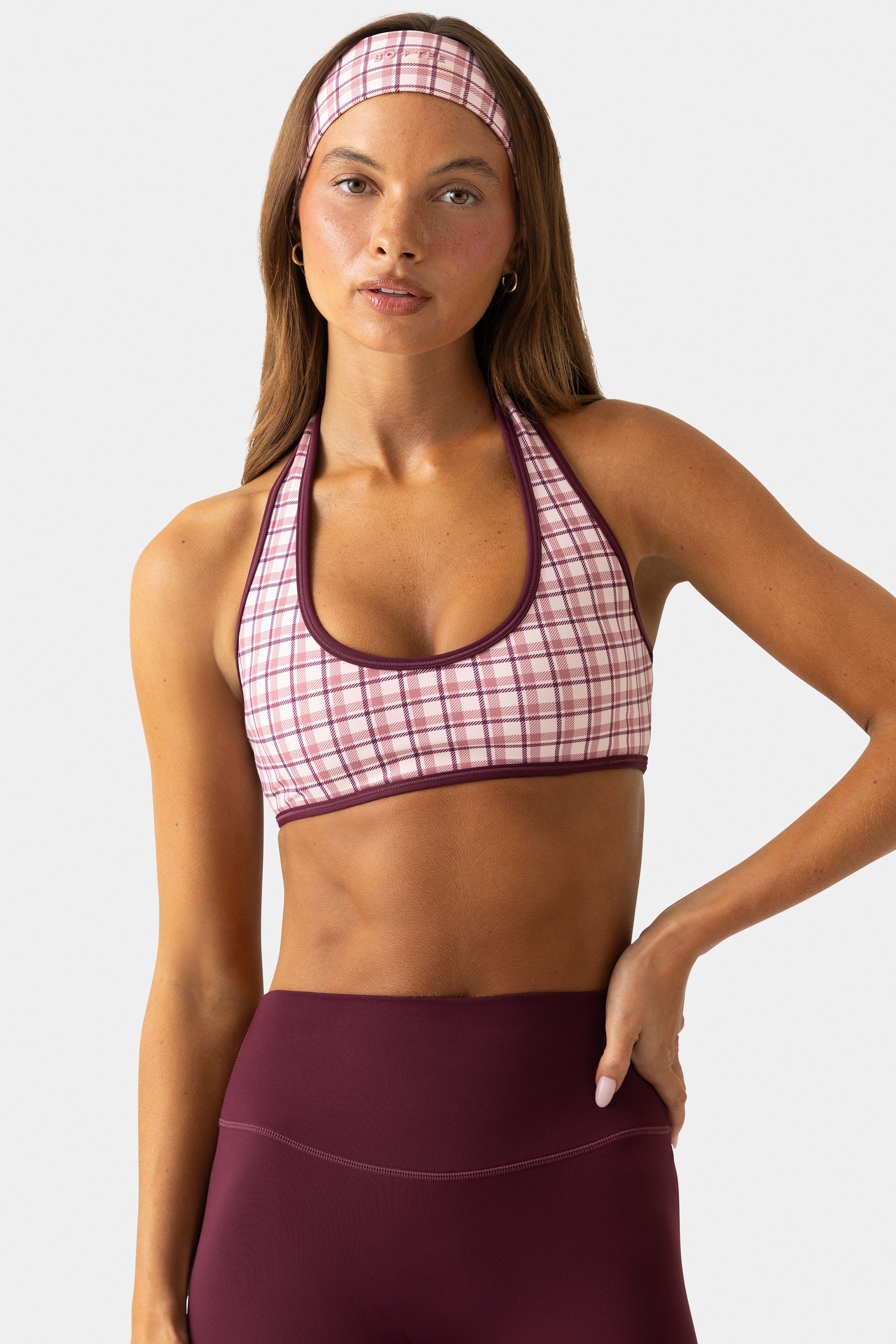 Oh Polly Bo+Tee brassière sport réversible berry plaid