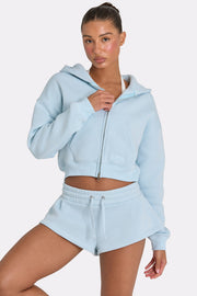 Oh Polly hoodie zip oversize bleu clair polaire