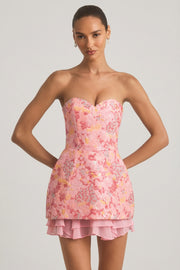 Oh Polly Eliselle mini robe bustier rose sequins corset