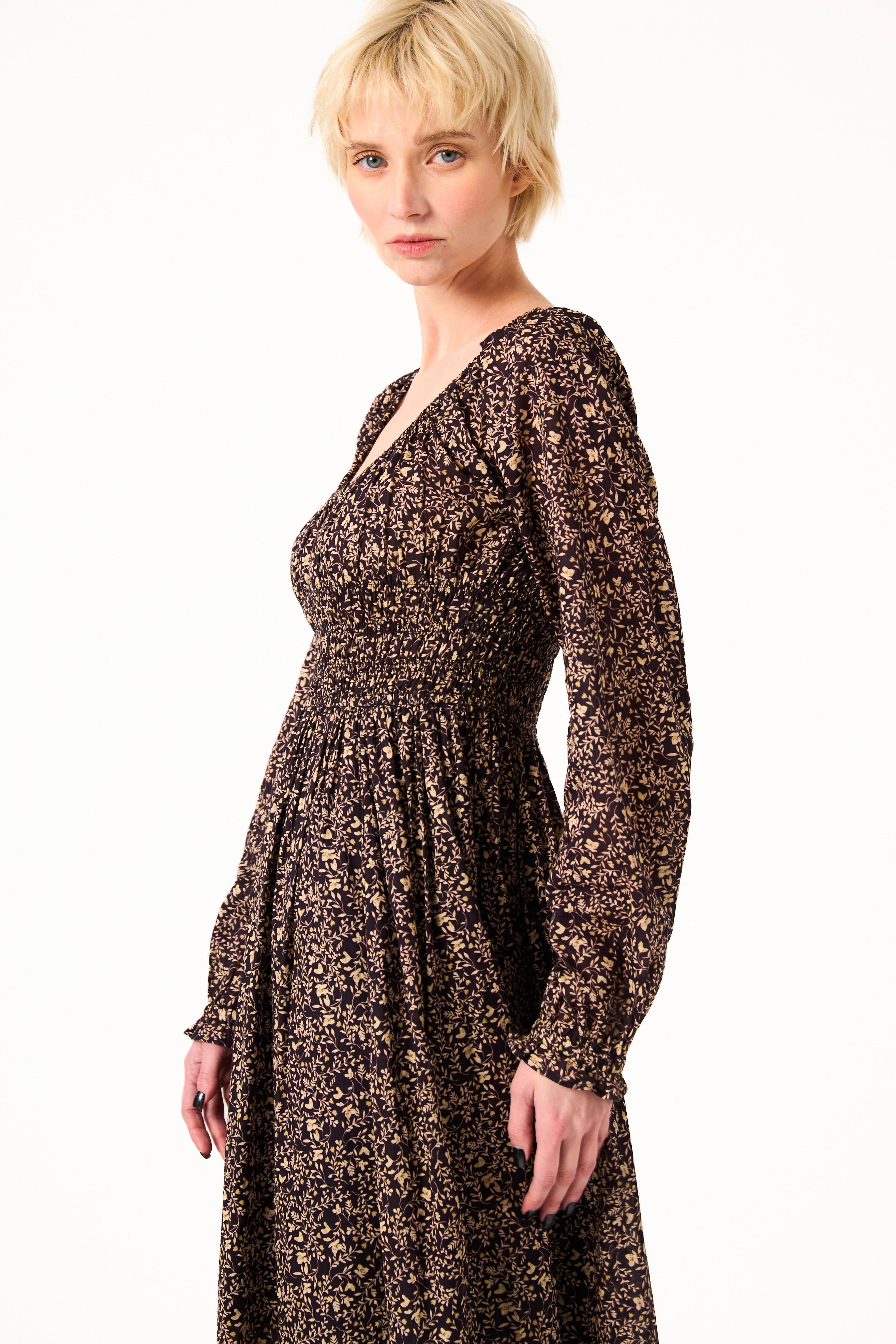 CHICOSOLEIL SUZUME robe midi coton black liberty XS-XL