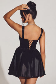 Oh Polly Sueno 7874 robe corset mini noire taffetas