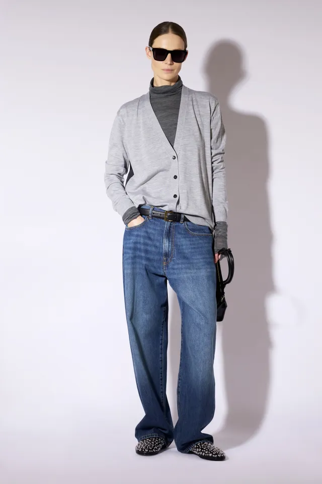 Liviana Conti Lena cardigan laine mérinos gris