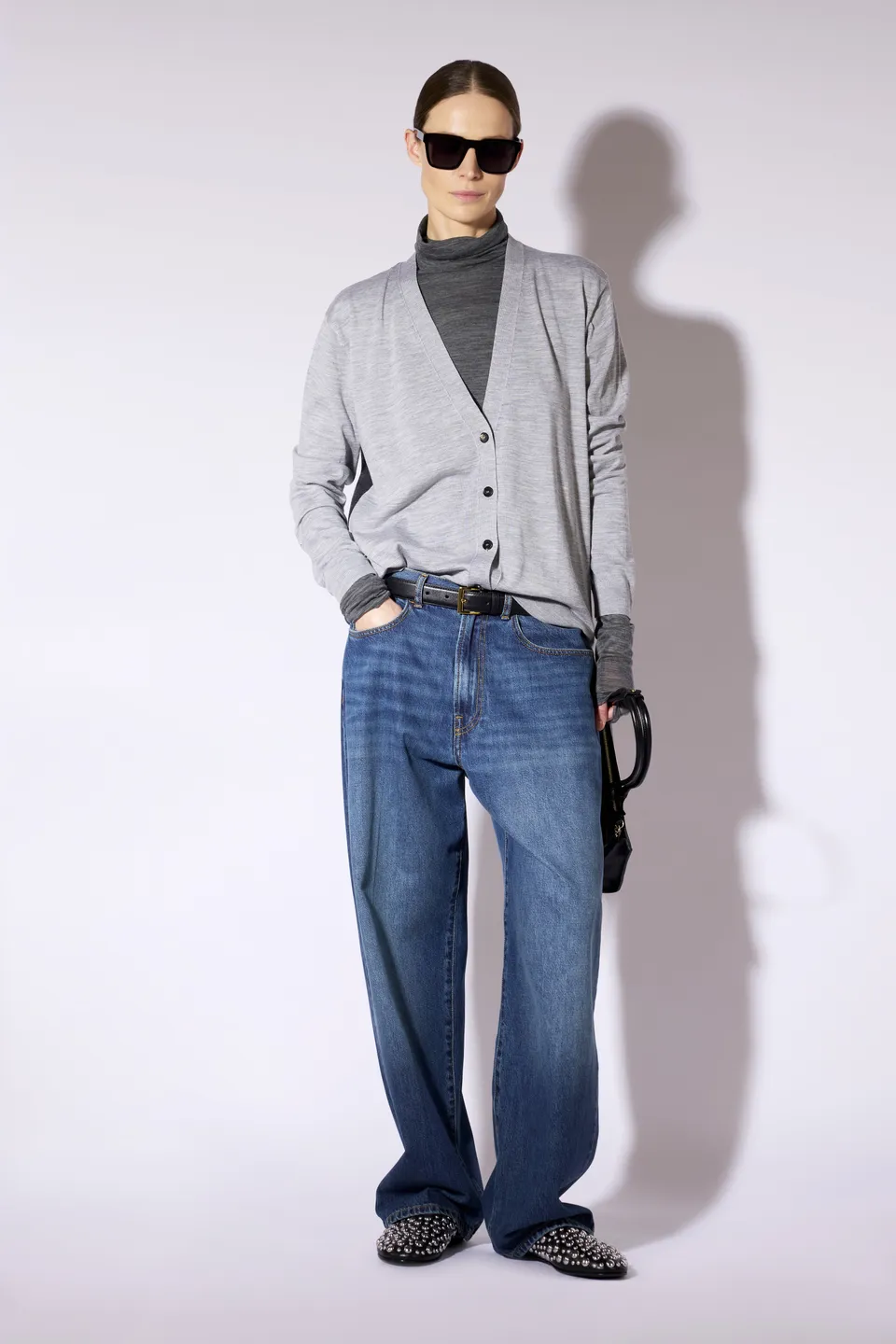 Liviana Conti Lena cardigan laine mérinos gris