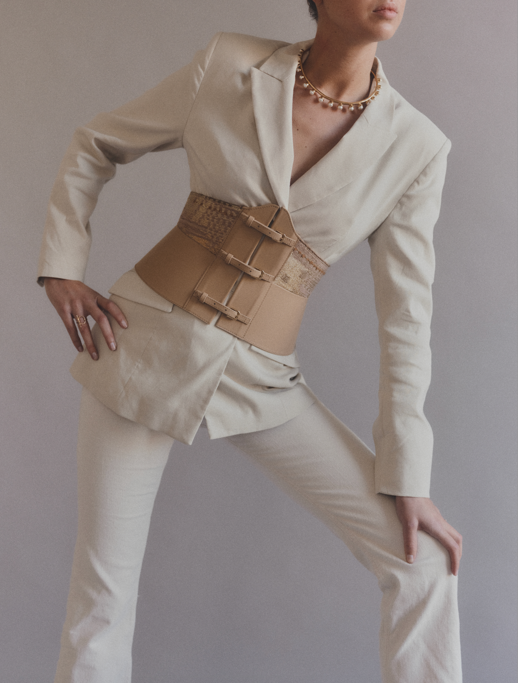 The Ethiquette Bustiers La Couture corset cuir beige 70-85