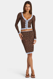 Oh Polly Laksila gilet court dentelle léopard mesh