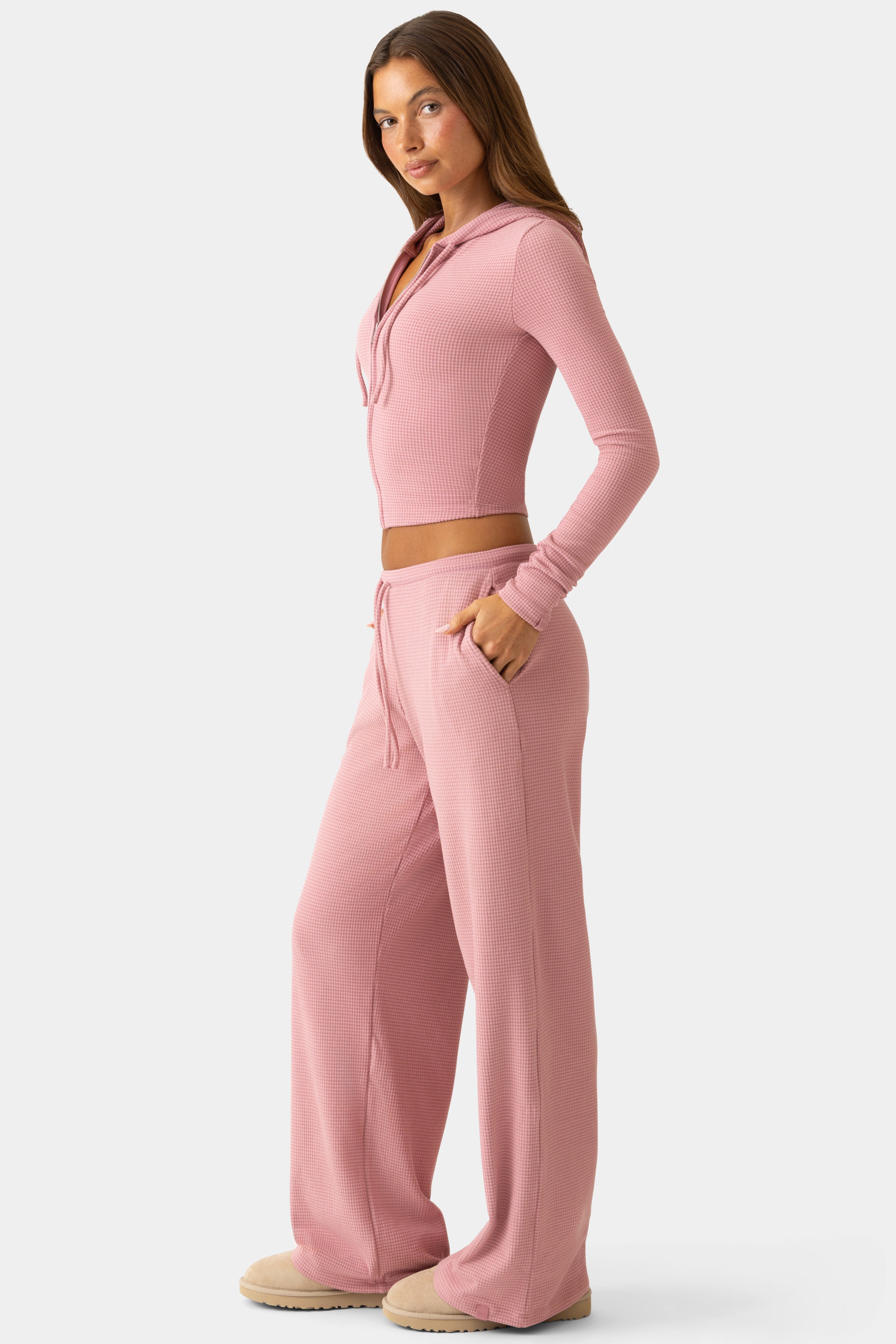 Oh Polly Bo+Tee Jersey Pantalon Berry taille basse poches