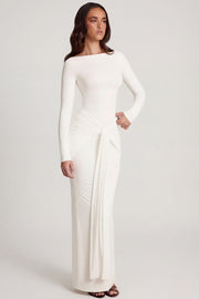 Oh Polly Mericia Robe longue blanche jersey nouée