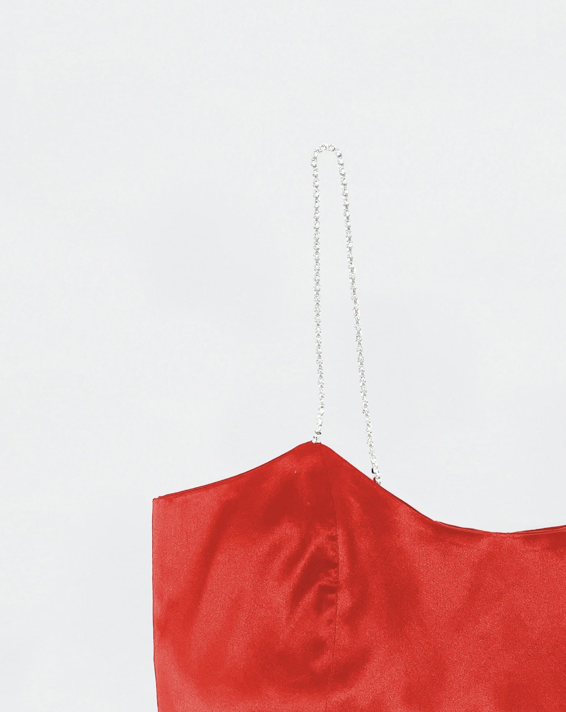 The Ethiquette Gigi Red crop top soie rouge cristaux taille M