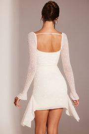 Oh Polly Embellished Ferrara robe mini perles blanche
