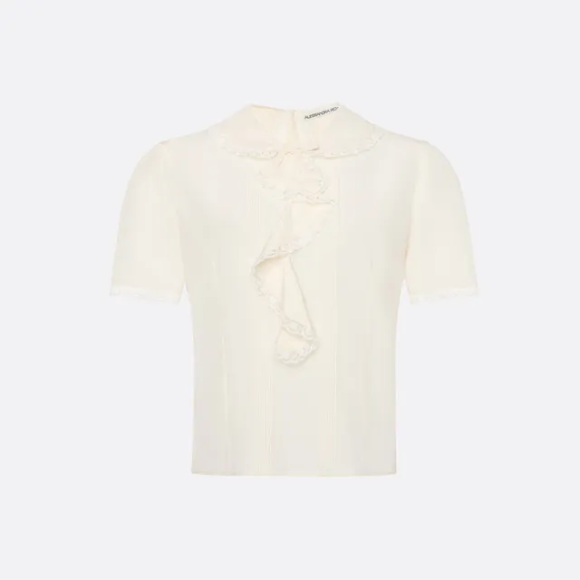 Alessandra Rich Blouse soie crème 36 jabot dentelle