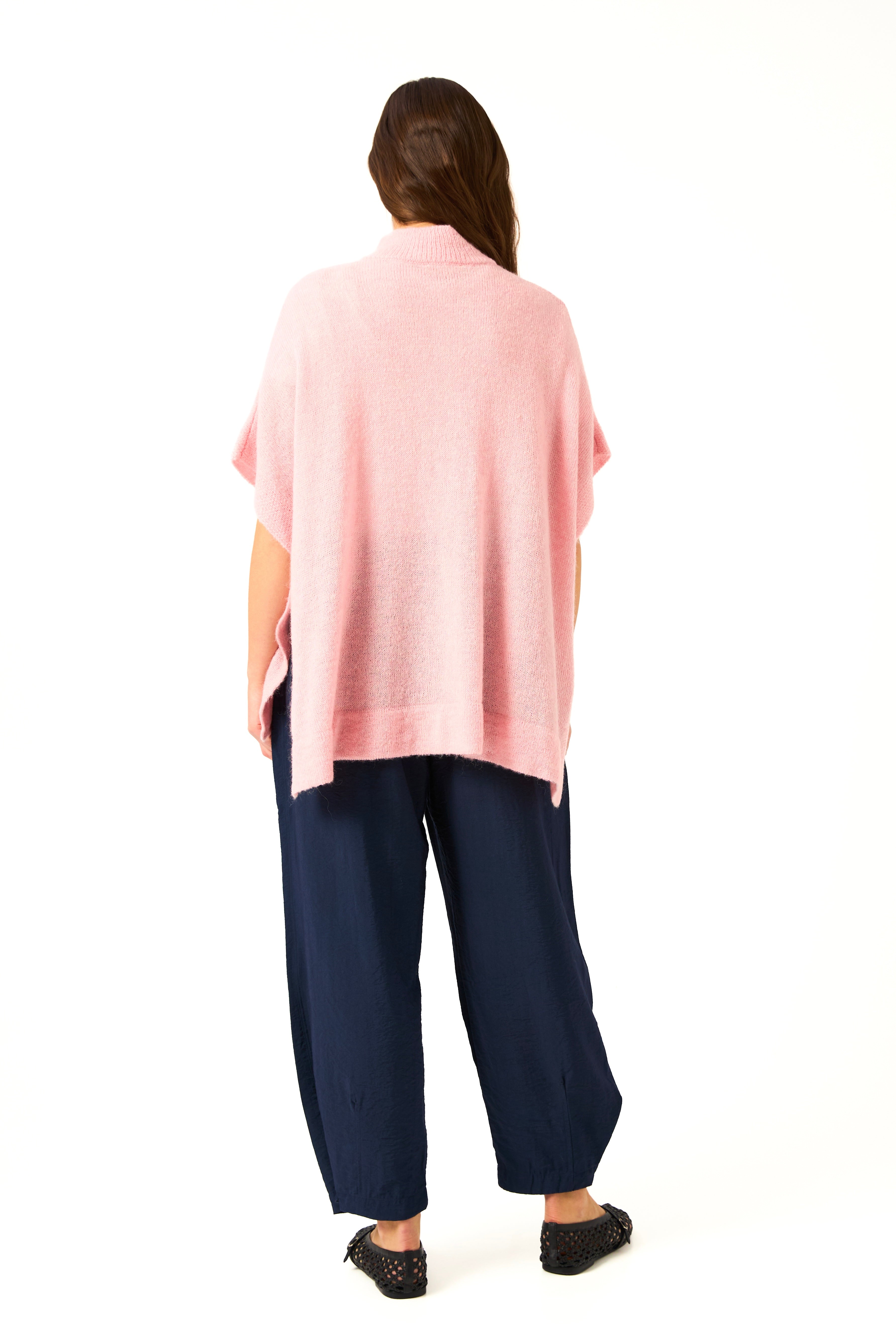 Chicosoleil Achill poncho cardigan rose mohair