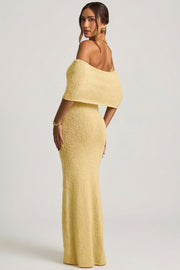 Oh Polly Dresses Naia maxi robe jaune épaules dénudées