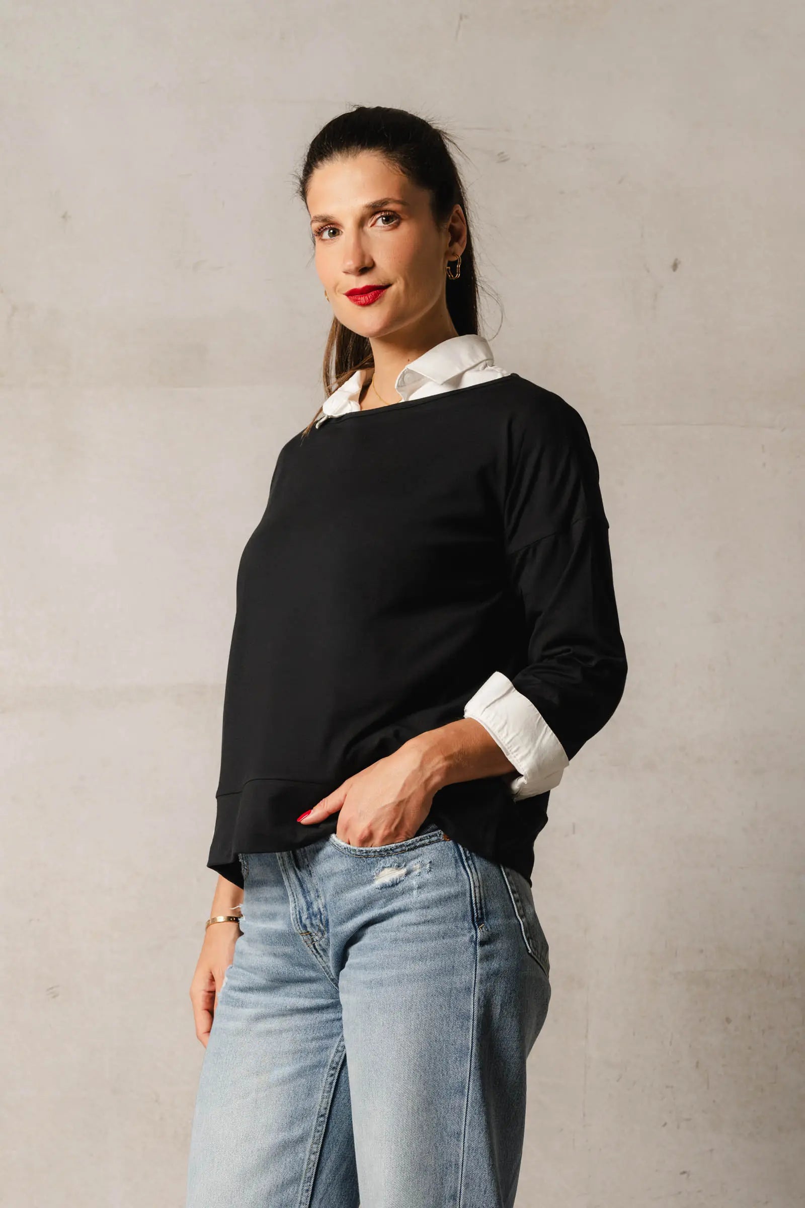 Thelma & Rose Cléa sweat col bateau navy T1