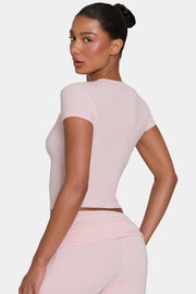 Oh Polly ButterCloud T-shirt rose poudré stretch