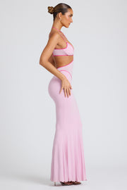 Oh Polly Bella robe soirée rose pâle cut-out sirène