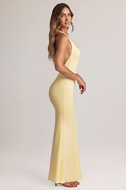 Oh Polly Hallie Modal Halterneck Robe longue citron 150 cm dos nu