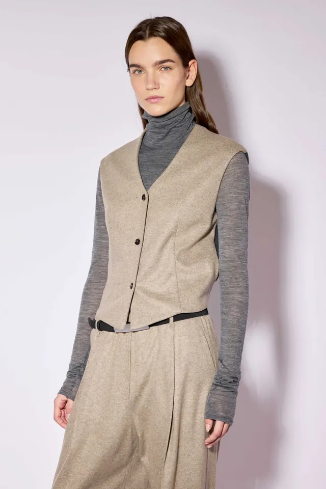 Liviana Conti Gilet Cooper tailleur cachemire marron 42