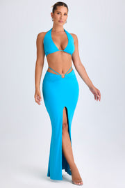 Oh Polly Vella crop top Aqua Blue halter plongeant