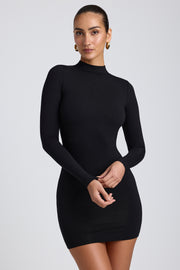 Oh Polly Dresses 8484 mini robe noire dos nu modal
