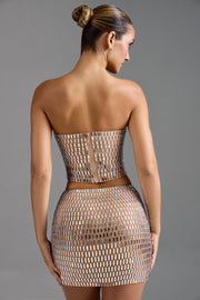 Oh Polly Adaia micro mini jupe amande strass
