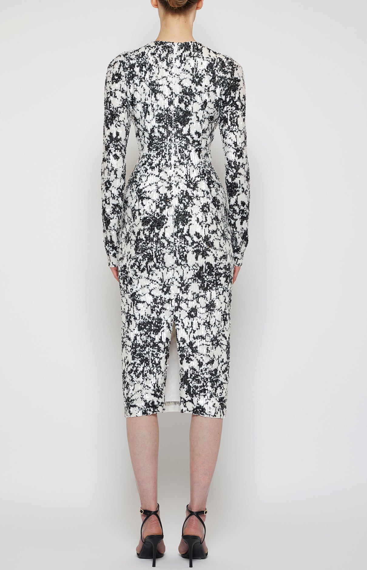 Prabal Gurung Long Sleeve Crewneck robe noire sequins 