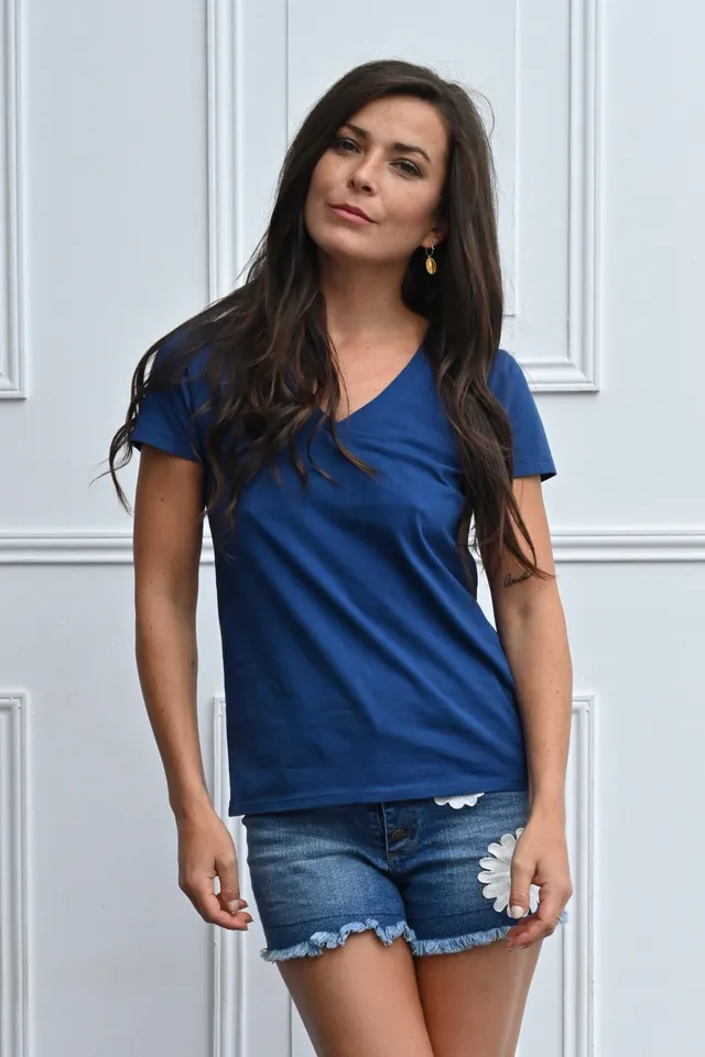 Chicosoleil Roxane tee-shirt bleu foncé moulant coton