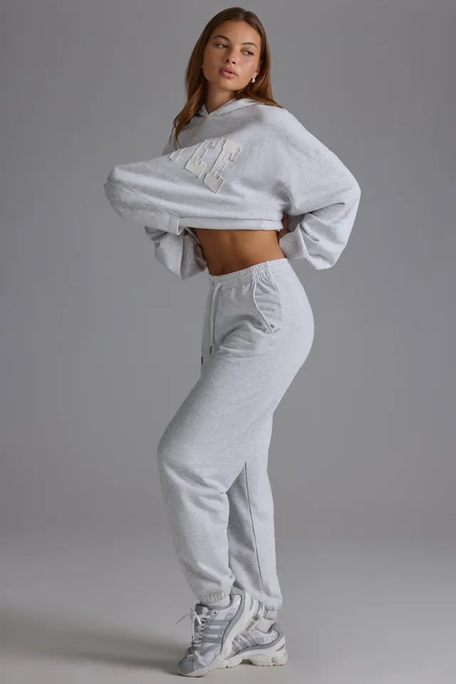 Oh Polly Jogging Gris Chiné Coton Taille Haute 100% Coton