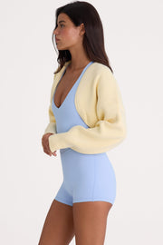 Oh Polly Knitwear BT2129 boléro crop jaune citron coton