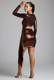 Oh Polly Dresses Nasira robe mini cuivre bronze métallisée