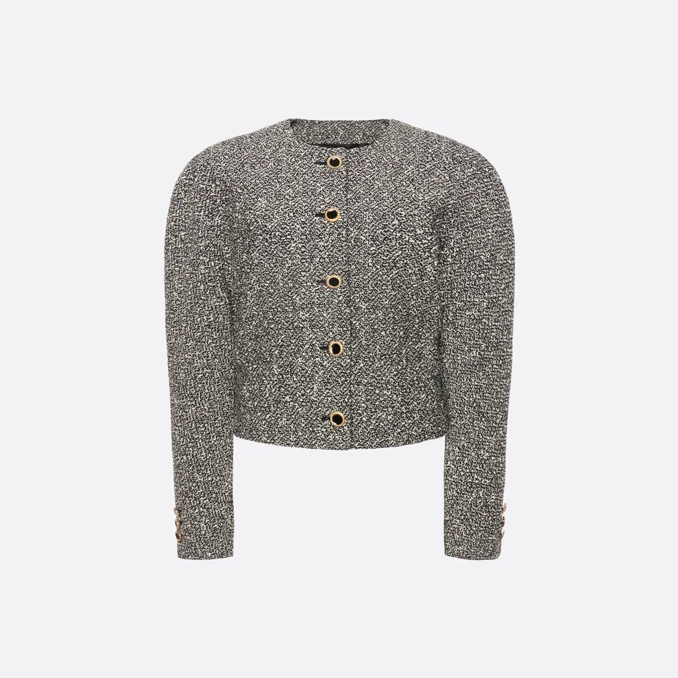 Alessandra Rich Veste tweed sequins blanc noir 36