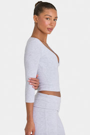 Oh Polly Tops ButterCloud 3/4 Sleeve Top haut gris marl stretch