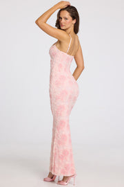 Oh Polly Valora robe maxi ombré rose perles col carré